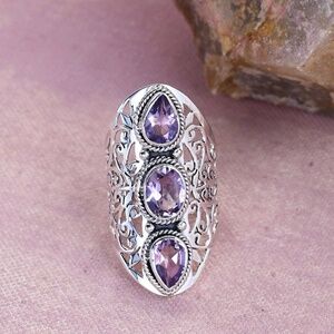Sterling Amethyst Statement Ring NWOT